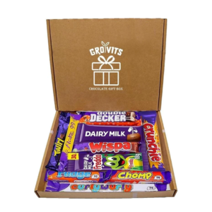 GRO VITS - Happy Birthday Chocolate Gift Box Hamper - 10 Mini Chocolate bars, Gift Letter Box Friendly, Treats Box, Perfect for Surprises Birthdays, Gifting And Treats