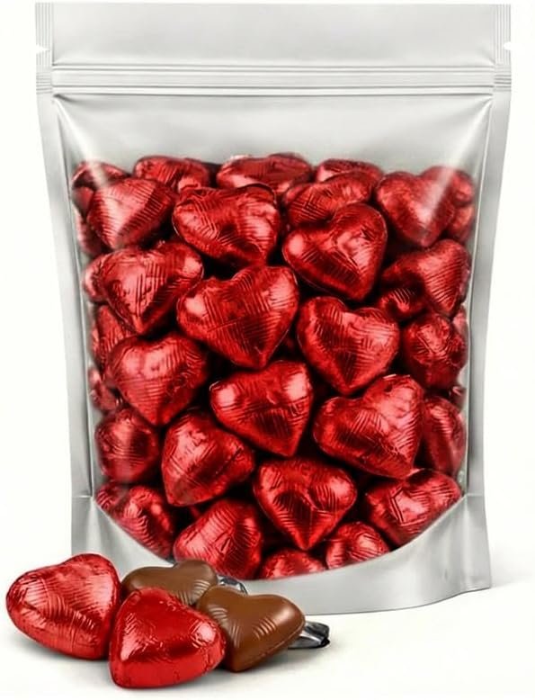 GRO VITS Red Foil Chocolate Hearts – 30 Pack