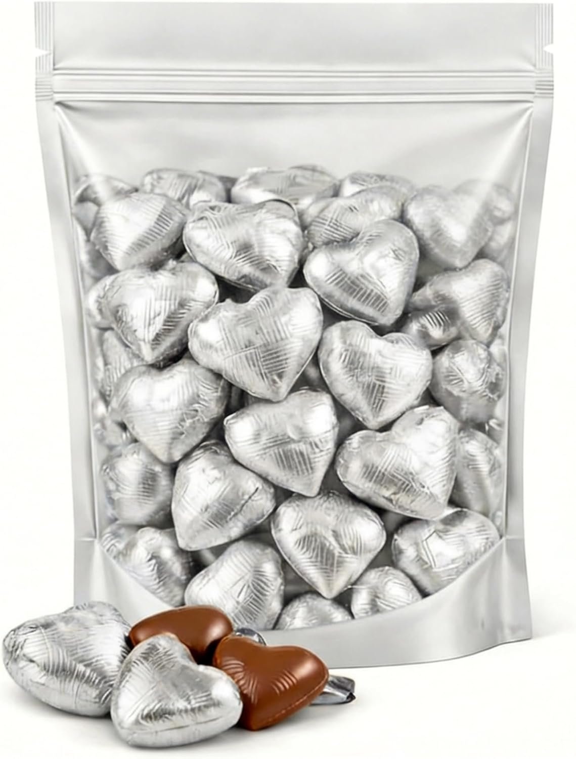 GRO VITS Silver Foil Chocolate Hearts – 30 Pack