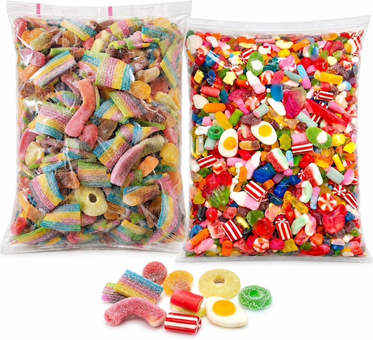 GRO VITS Pick & Mix Sweets Bundle – 2 x 800g Fizzy & Non-Fizzy Jelly Candy Pouches