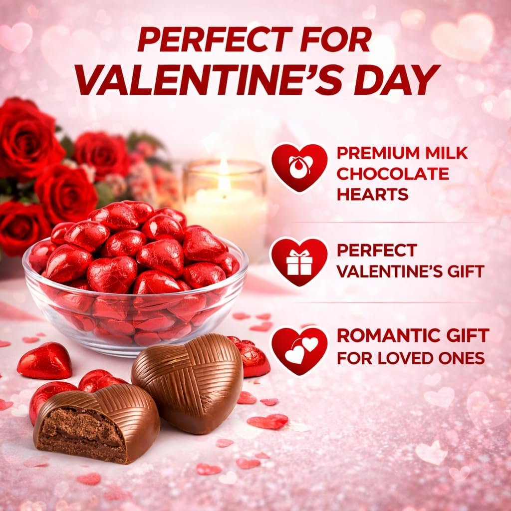 GRO VITS Red Foil Chocolate Hearts – 30 Pack - Image 2