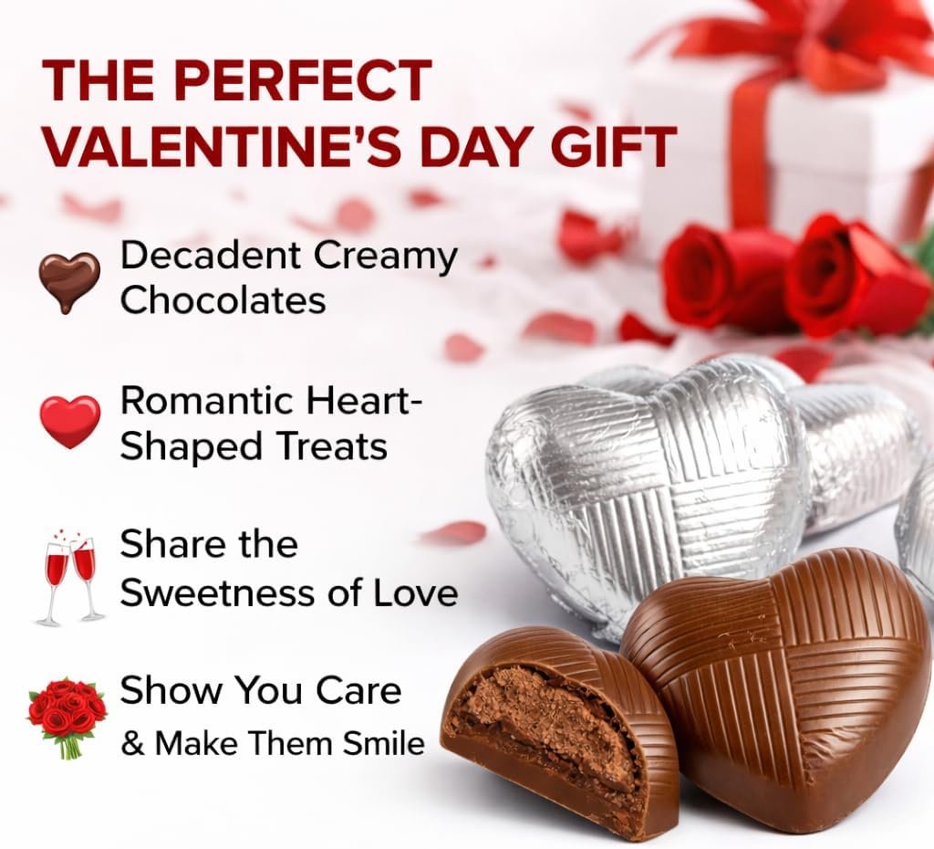 GRO VITS Silver Foil Chocolate Hearts – 30 Pack - Image 2