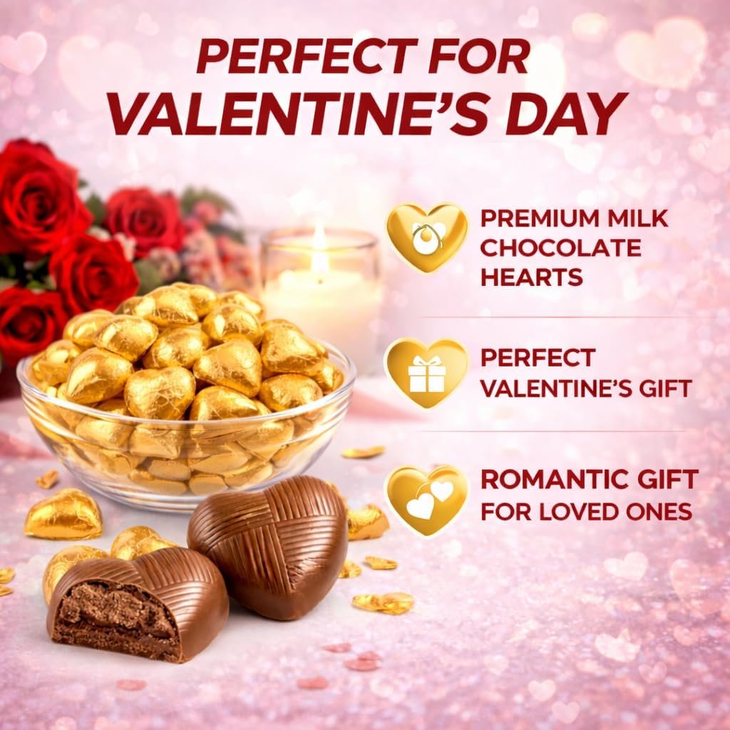 GRO VITS Gold Foil Chocolate Hearts – 30 Pack - Image 2