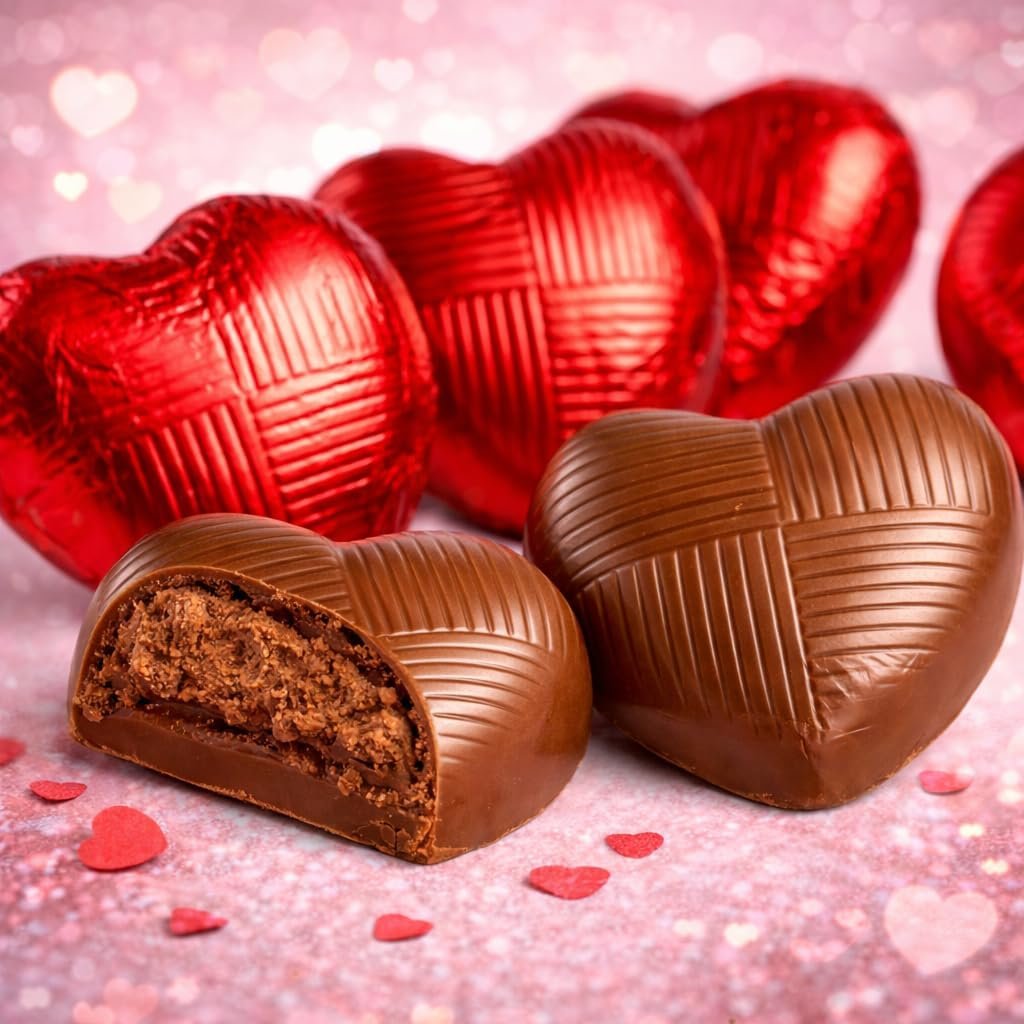 GRO VITS Red Foil Chocolate Hearts – 30 Pack - Image 3