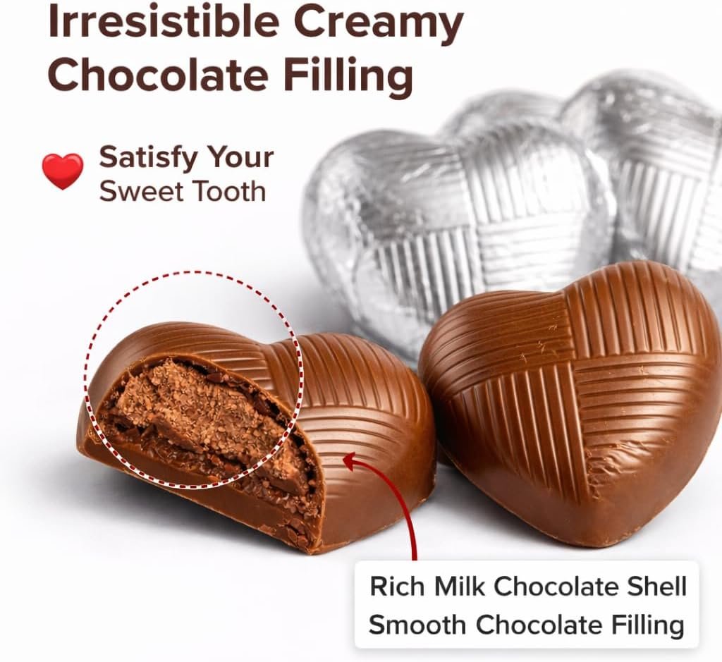GRO VITS Silver Foil Chocolate Hearts – 30 Pack - Image 3
