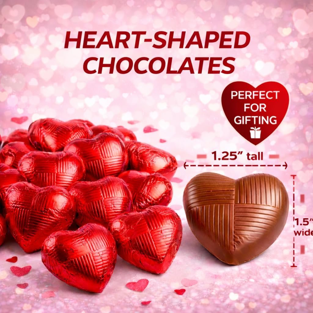 GRO VITS Red Foil Chocolate Hearts – 30 Pack - Image 5