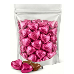 GROVITS Pink Foil Chocolate Hearts – 30 Pack