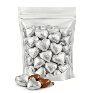 GROVITS Silver Foil Chocolate Hearts – 30 Pack
