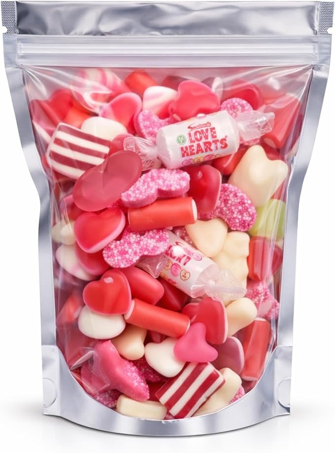 GRO VITS Love Hearts Jelly Sweets – 500g Retro Candy Pouch