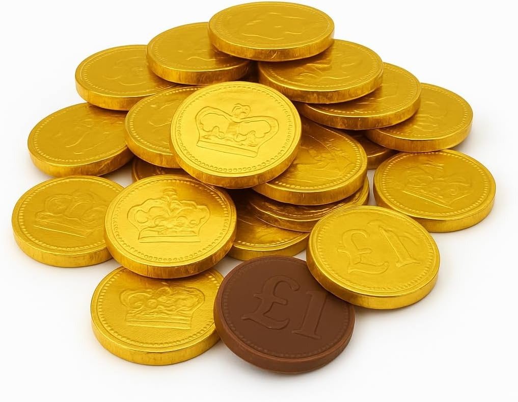 GRO VITS Milk Chocolate Gold Coins – 50 Foil Wrapped Coins