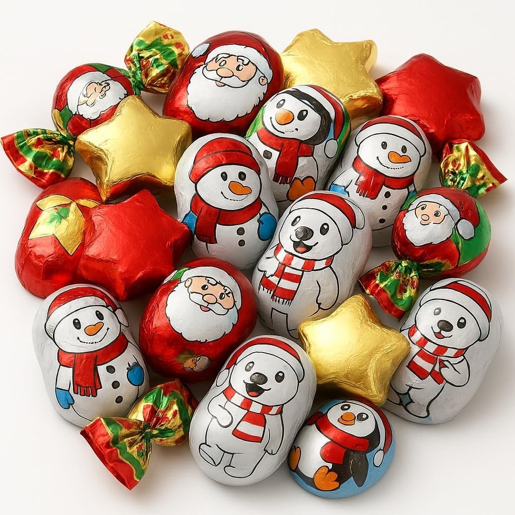 GRO VITS Christmas Milk Chocolate Assortment – 200g Foil Wrapped Pralines