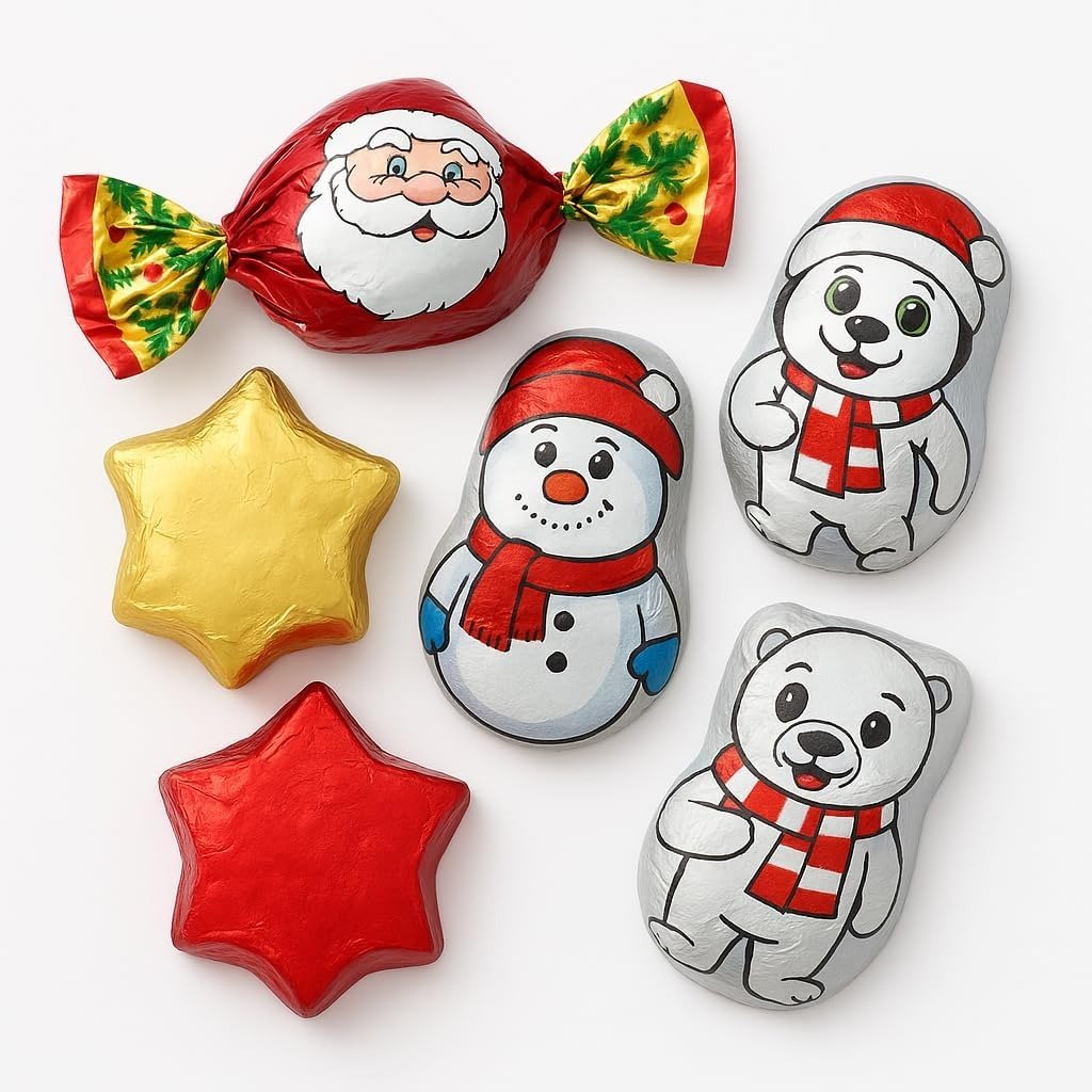 GRO VITS Christmas Milk Chocolate Assortment – 200g Foil Wrapped Pralines - Image 2