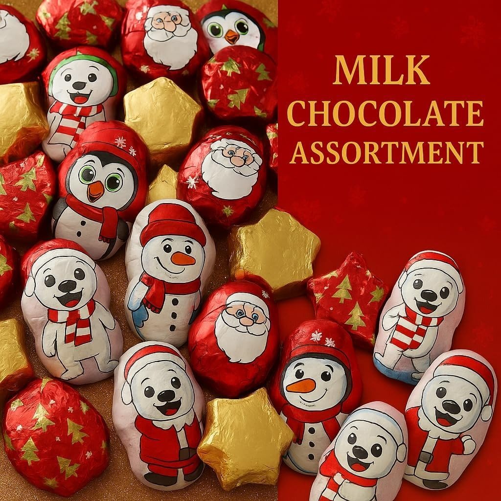GRO VITS Christmas Milk Chocolate Assortment – 200g Foil Wrapped Pralines - Image 4