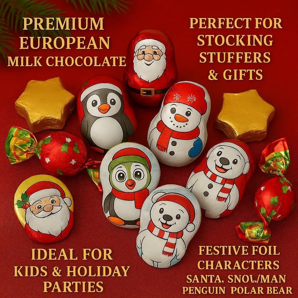 GRO VITS Christmas Milk Chocolate Assortment – 200g Foil Wrapped Pralines - Image 5