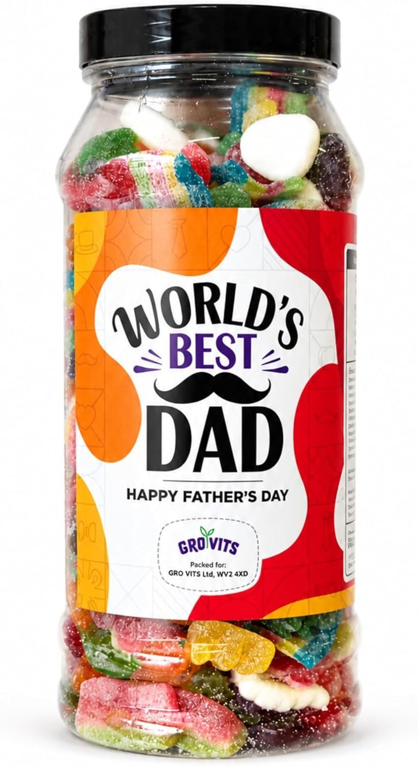 GRO VITS World's Best Dad Sweet Jar – 635g