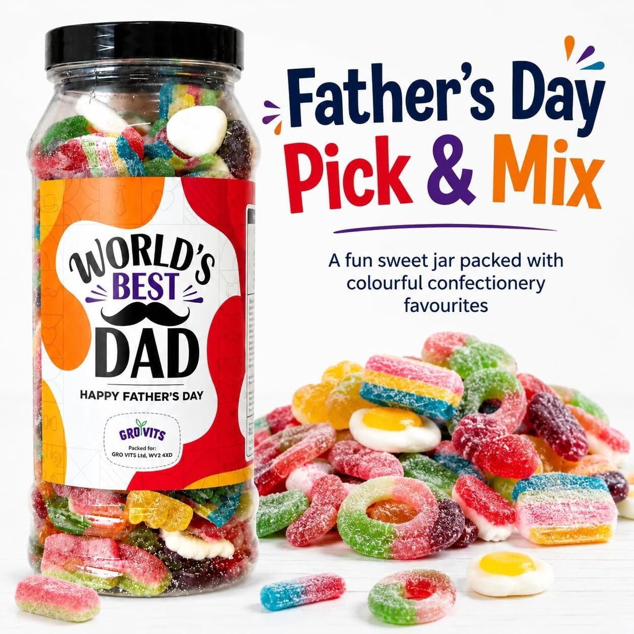GRO VITS World's Best Dad Sweet Jar – 635g - Image 5