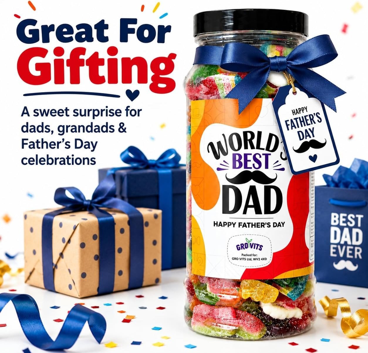GRO VITS World's Best Dad Sweet Jar – 635g - Image 4
