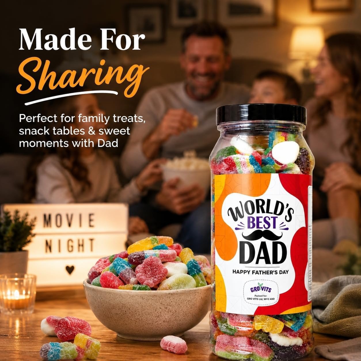 GRO VITS World's Best Dad Sweet Jar – 635g - Image 7