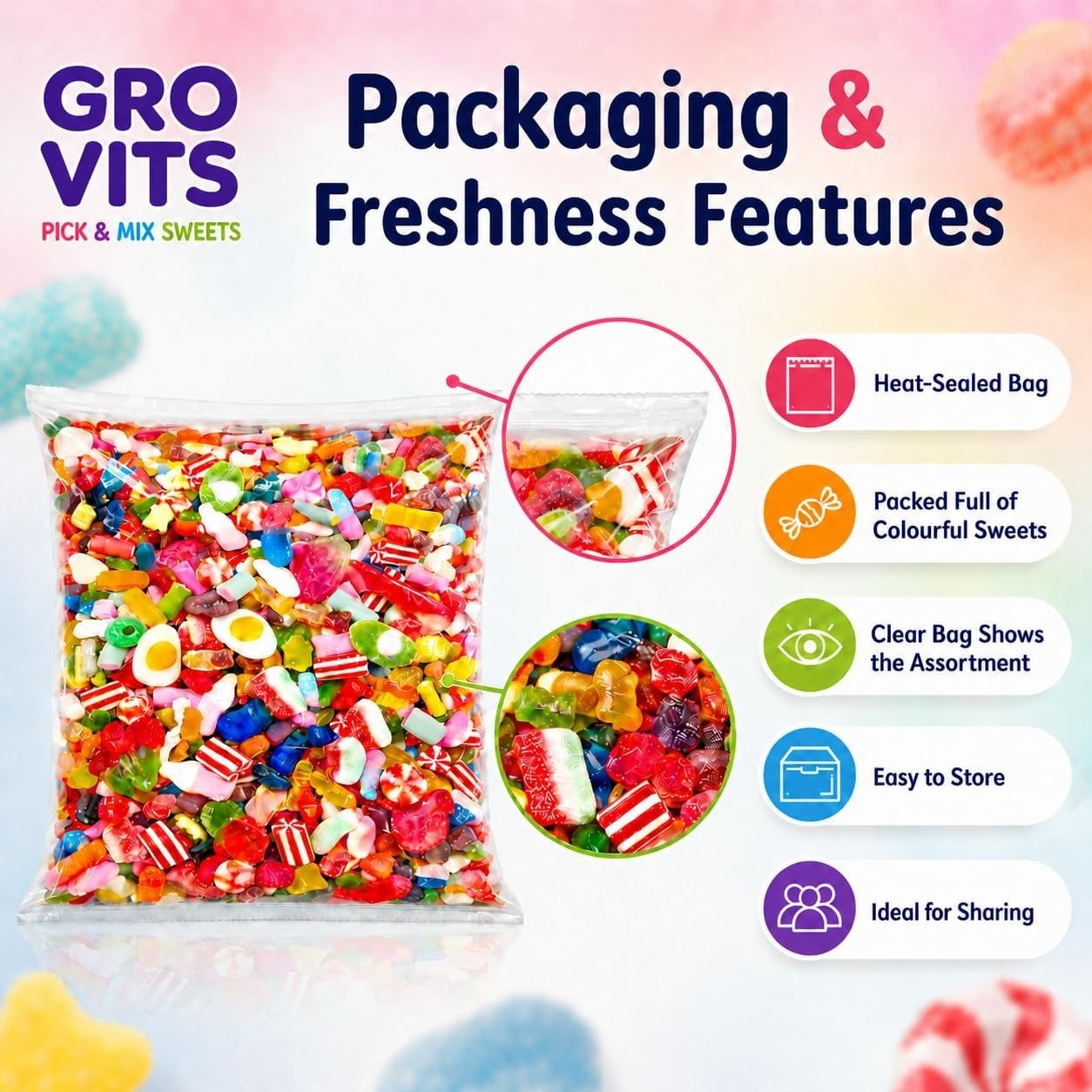 GRO VITS Pick & Mix Jelly Sweets – 800g Retro Gummy Candy Pouch - Image 5