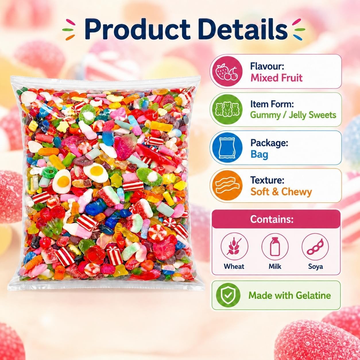 GRO VITS Pick & Mix Jelly Sweets – 800g Retro Gummy Candy Pouch - Image 3