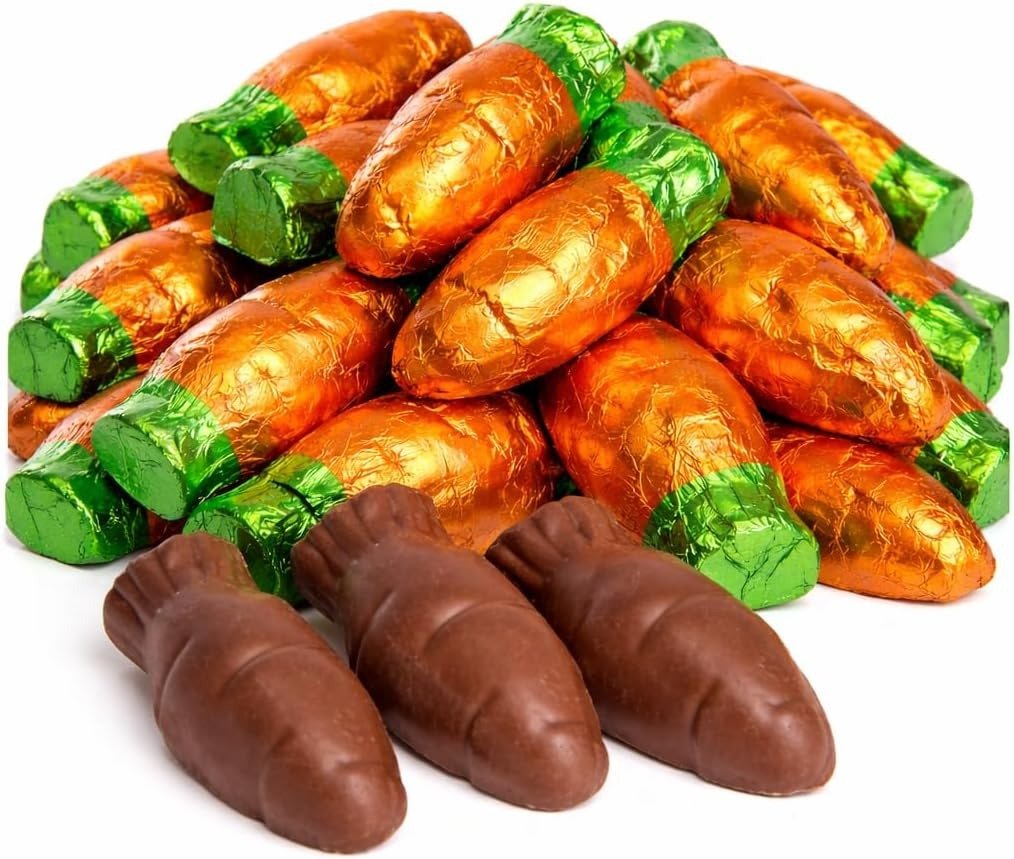 GRO VITS Milk Chocolate Carrots – 500g Foil Wrapped Chocolates