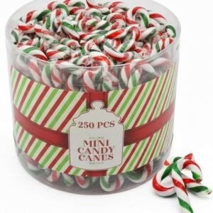 GRO VITS Mini Peppermint Candy Canes – 250 Pack Tub