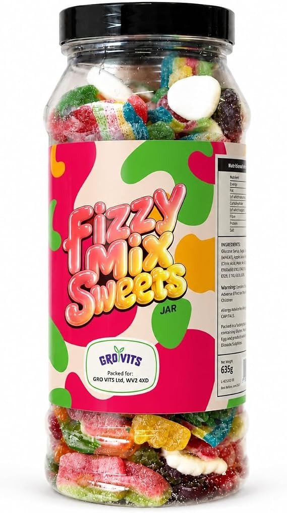 GRO VITS Fizzy Pick & Mix Sweet Jar – 635g